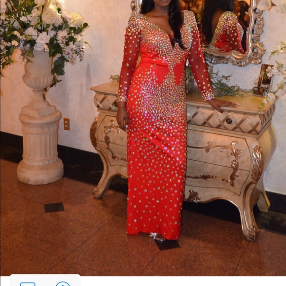 Gem Red Dress Low Back - Picture 1 of 2